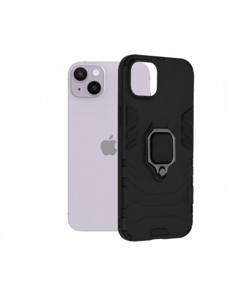 Husa iPhone 14 Plus, Shield cu Inel Metalic, Negru